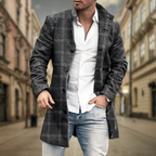 Silas - Men's Wool Overcoat with Notch Lapels and Button Front