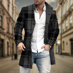 Silas - Men's Wool Overcoat with Notch Lapels and Button Front
