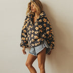Sloane - Women's Oversized Floral Half-Zip Sherpa Pullover