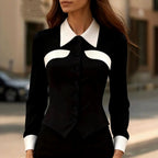 Sophia - Women's Tailored Contrast Trim Blouse 3
