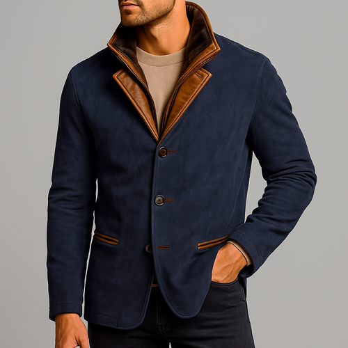 Stanton - Men's Suede Blazer with Leather Trim