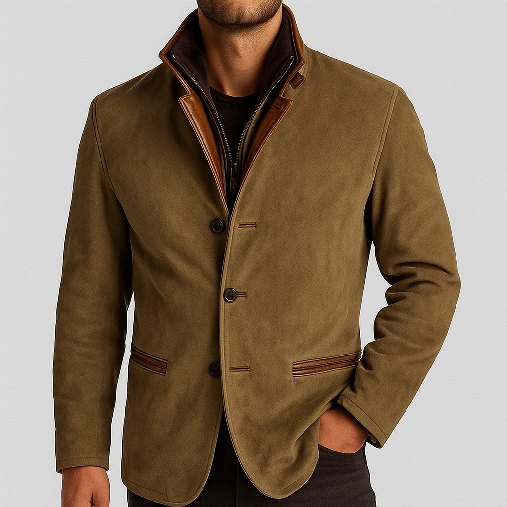 Stanton - Men's Suede Blazer with Leather Trim