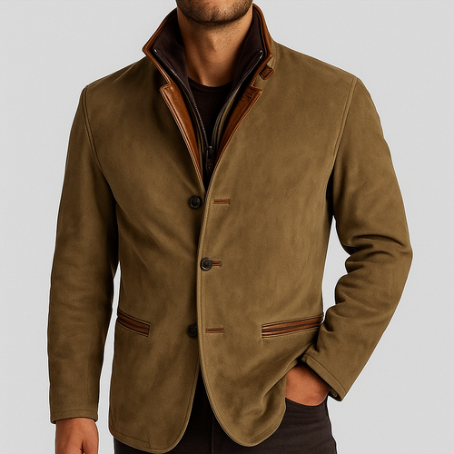 Stanton - Men's Suede Blazer with Leather Trim