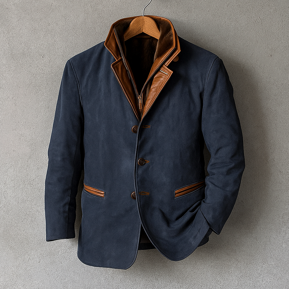 Stanton - Men's Suede Blazer with Leather Trim