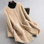 Tabitha - Women's Oversized Shearling Coat with Draped Silhouette