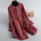 Tabitha - Women's Oversized Shearling Coat with Draped Silhouette