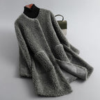 Tabitha - Women's Oversized Shearling Coat with Draped Silhouette