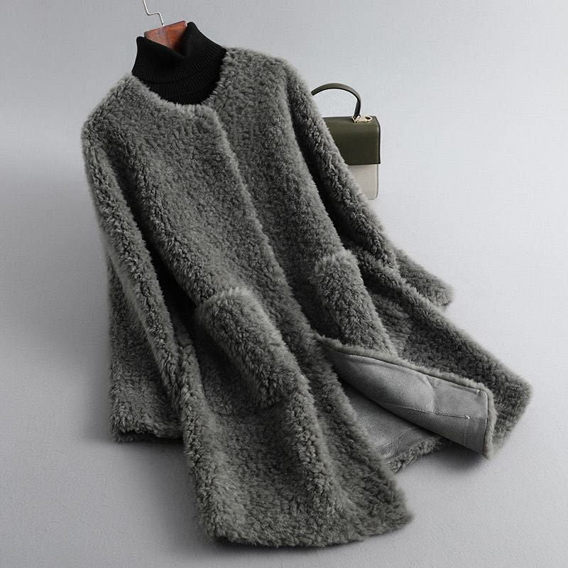 Tabitha - Women's Oversized Shearling Coat with Draped Silhouette