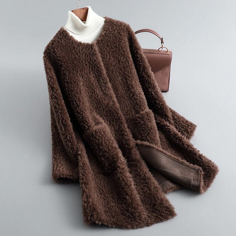Tabitha - Women's Oversized Shearling Coat with Draped Silhouette