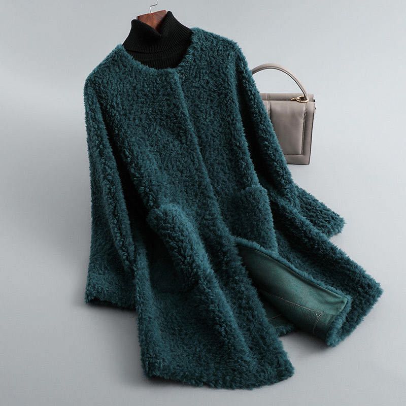 Tabitha - Women's Oversized Shearling Coat with Draped Silhouette