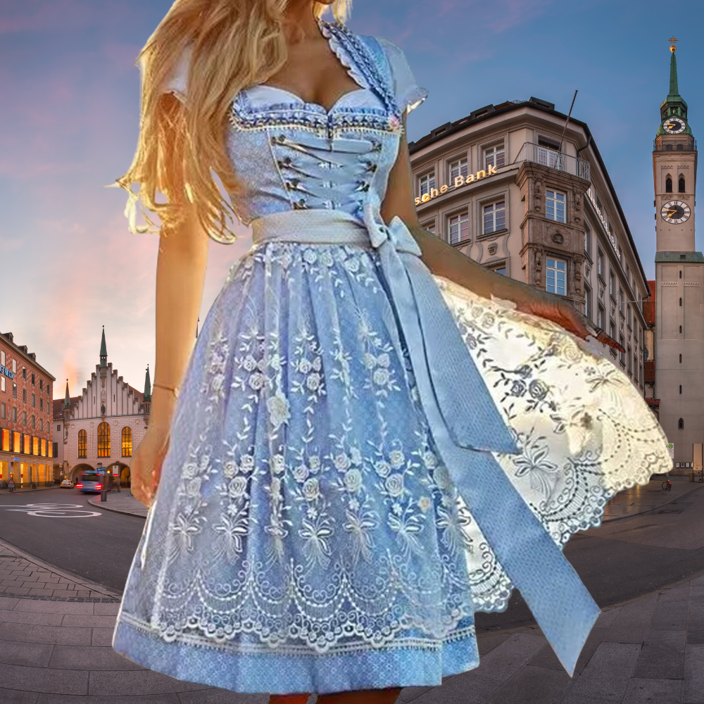 Theodora - Women's Lace-Embroidered Dirndl Dress with Sweetheart Neckline