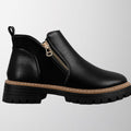 Theodora - Women's Lug-Sole Ankle Boots with Side Zip