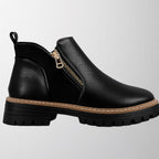 Theodora - Women's Lug-Sole Ankle Boots with Side Zip