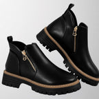 Theodora - Women's Lug-Sole Ankle Boots with Side Zip