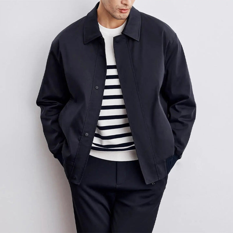 Theodore - Men's Collared Bomber Jacket with Ribbed Cuffs