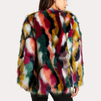 Valentina - Women's Colorblock Faux Fur Jacket
