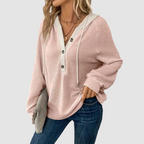 Vesper - Women's Textured Knit Hoodie with Drawstring
