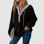 Vesper - Women's Textured Knit Hoodie with Drawstring