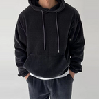 Victor - Men's Ribbed Relaxed-Fit Hoodie with Drawstring