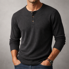 Vincent - Men's Ribbed Henley Long-Sleeve Shirt