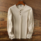 Vincent - Men's Ribbed Henley Long-Sleeve Shirt