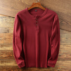 Vincent - Men's Ribbed Henley Long-Sleeve Shirt