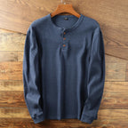 Vincent - Men's Ribbed Henley Long-Sleeve Shirt