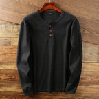 Vincent - Men's Ribbed Henley Long-Sleeve Shirt