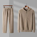 Walker - Men's Ribbed Wool Hoodie & Drawstring Trousers Set