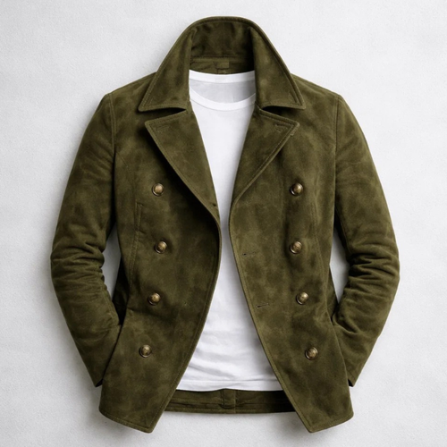 William - Men's Double-Breasted Suede Blazer