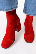 Yara - Women's Square-Toe Suede Ankle Boots with Block Heel